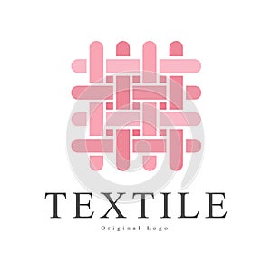 Textile original logo design, creative sign for company identity, craft store, advertising, poster, banner, flyer vector