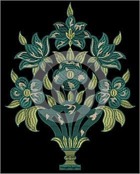 Textile Print Mughal Flower Illustration and Plant vintage manual artwork Digitally enhanced