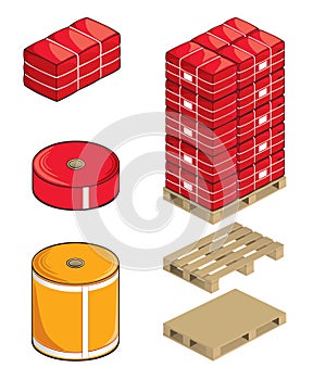 Textile rolls bales and pallets