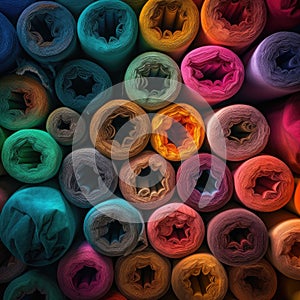 textile, rolls scrolls pattern rainbow colorful poster background wall art.