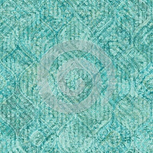 Textile seamless pattern with geometrical floral textural pattern cyan background