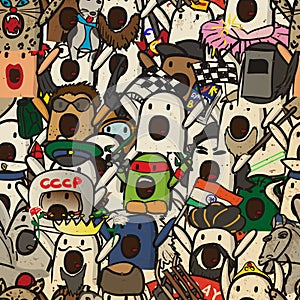 Textile seamless pattern of internet memes Nichosi