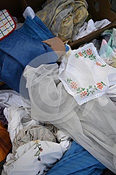 Textile second hand drapes, curtains, place setting