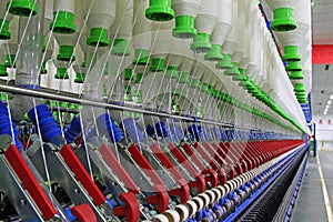 Textile spindles on the production line