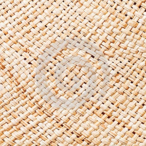 Texture of straw hat from interwoven raffia fibers photo