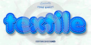 Textile text, 3d blue editable font effect