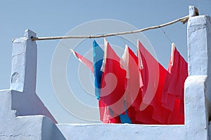 Textiles hanging for dry