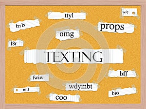 Texting Corkboard Word Concept