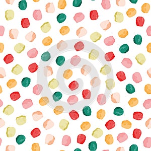 Textural dots vector seamless pattern. Girly seamless pattern. Pink, green, yellow, red circles on white background photo