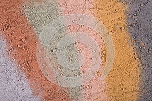 Textural gradient from different cosmetic clay powders