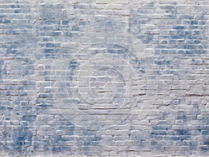 Texture, abstract background, white and blue building brick wall.