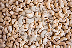 Texture of acajou, nuts. Background or pattern with acajou