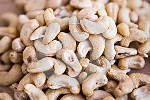 Texture of acajou, nuts. Background or pattern with acajou