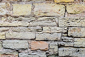 Texture of the ancient masonry wall.