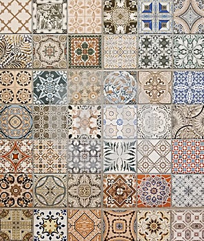 Texture - Array of colorful Mediterranean style square tiles