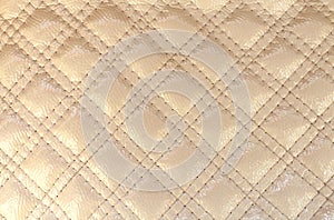 Texture artificial leather ivory color diamond with stitched stitch