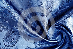 Texture, background blue, dark blue, navy blue, sapphirine,  blushful fabric with a paisley pattern.based on traditional Asian