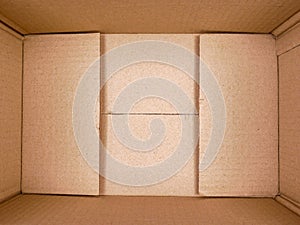 Texture background brown paper box , Empty open rectangular cardboard box