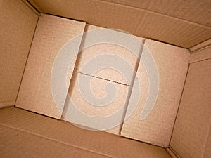 Texture background brown paper box , Empty open rectangular cardboard box
