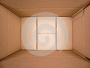 Texture background brown paper box , Empty open rectangular cardboard box
