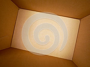 Texture background brown paper box , Empty open rectangular cardboard box