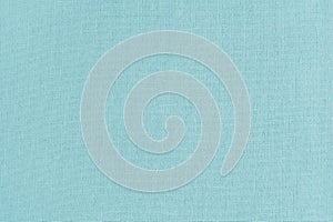 Texture background of cyan cotton fabric, cloth surface, weaving of linen fabric