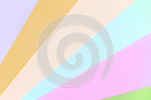 Texture background of fashion pastel colors. Pink, violet, orange, green, beige and blue geometric pattern papers