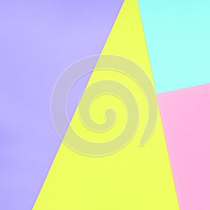 Texture background of fashion pastel colors. Pink, violet, yellow and blue geometric pattern papers. minimal abstract