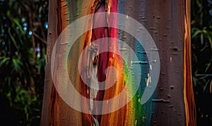 Texture background of a large rainbow eucalyptus tree.