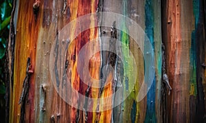 Texture background of a large rainbow eucalyptus tree.