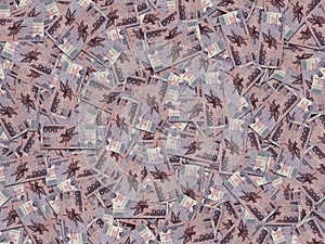 Texture background of North Korean 200 won banknotes