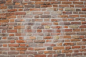 Texture background old building wall of red bricks