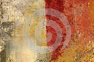 Texture and background, painted on canvas, red and ocher photo