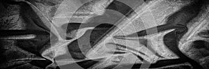 Texture, background, pattern. cloth silk black white. Look at th