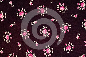 Texture, background, pattern. Fabric dark cherry color With small flowers roses, Antique Rose - Half Yard - Tan with Small Scale