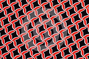 Texture, background, pattern. Fabric drawing of a diamond diamond red on a black background
