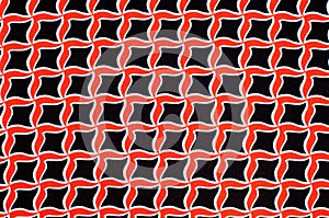 Texture, background, pattern. Fabric drawing of a diamond diamond red on a black background
