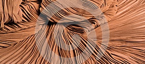 Texture, background, pattern, Fabric gofre brown. Apricot color. Gofre and pleated. the design makes the projects luxurious and photo