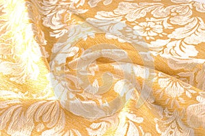 Texture, background, pattern. Fabric Upholstery Damask is a reversible figured fabric of silk, wool, linen, cotton, or synthetic