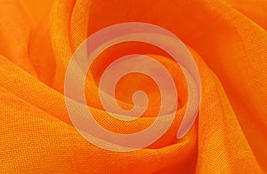 Texture, background, pattern. Orange Silk Fabric for Drapery Abstract Background. Abstract Fabric Flame Background, Artistic
