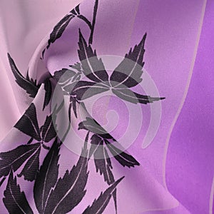 Texture, background, pattern, postcard, silk fabric, blue, lilac glaucous tones, black patterns with print, floral pattern,