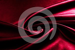 Texture, background, pattern. Red silk fabric.This satin fabric