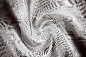 Texture background pattern. Silk fabric black and white.abstract black background luxury fabric or liquid wave or wavy folds of g