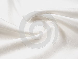 Texture background pattern. White silk fabric. Closeup of a rippled white silk fabric. Advertising space. Smooth elegant white si