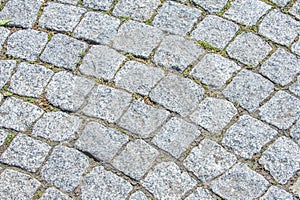 texture, background. The pavement of granite stone. Paved roadway street. any paved area or surface. Old cobblestone road