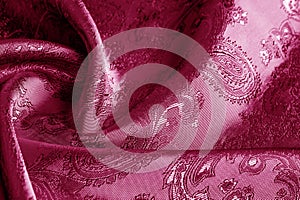 Texture, background,red, blushing, ruddy, florid, gules, blushful fabric with a paisley pattern.based on traditional Asian