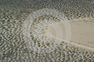 Texture and background of wrinkles, waves sand.