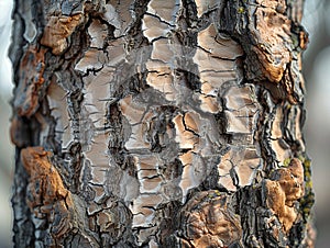 The texture of bark on an ancient tree
