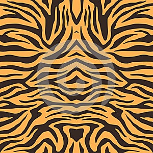 Texture of bengal tiger fur, orange stripes pattern. Animal skin print. Safari background. Vector