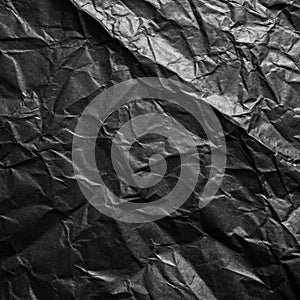 Black crumpled paper texture background